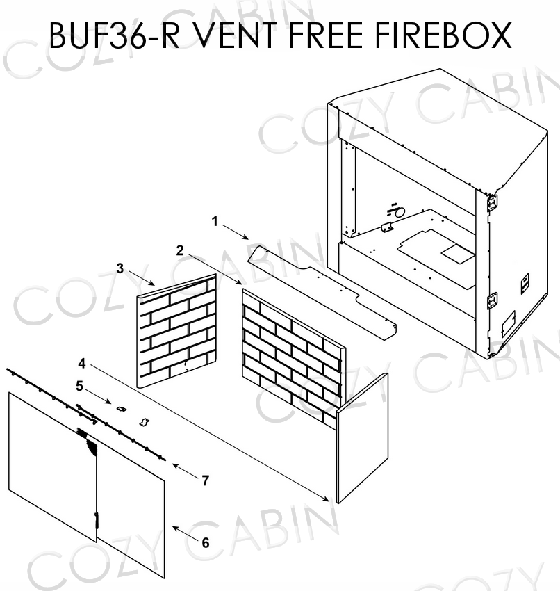 Monessen 36" Exacta Vent Free Firebox with Refractory Interior (BUF36-R)  #BUF36-R